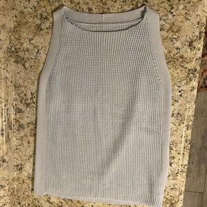 Burgess Women’s Sleeveless Blue Vest - Cotton Cashmere Blend Size Medium
